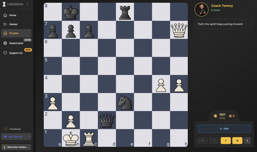 Chess board showing a mate in 2 position with white to move on Chessigma