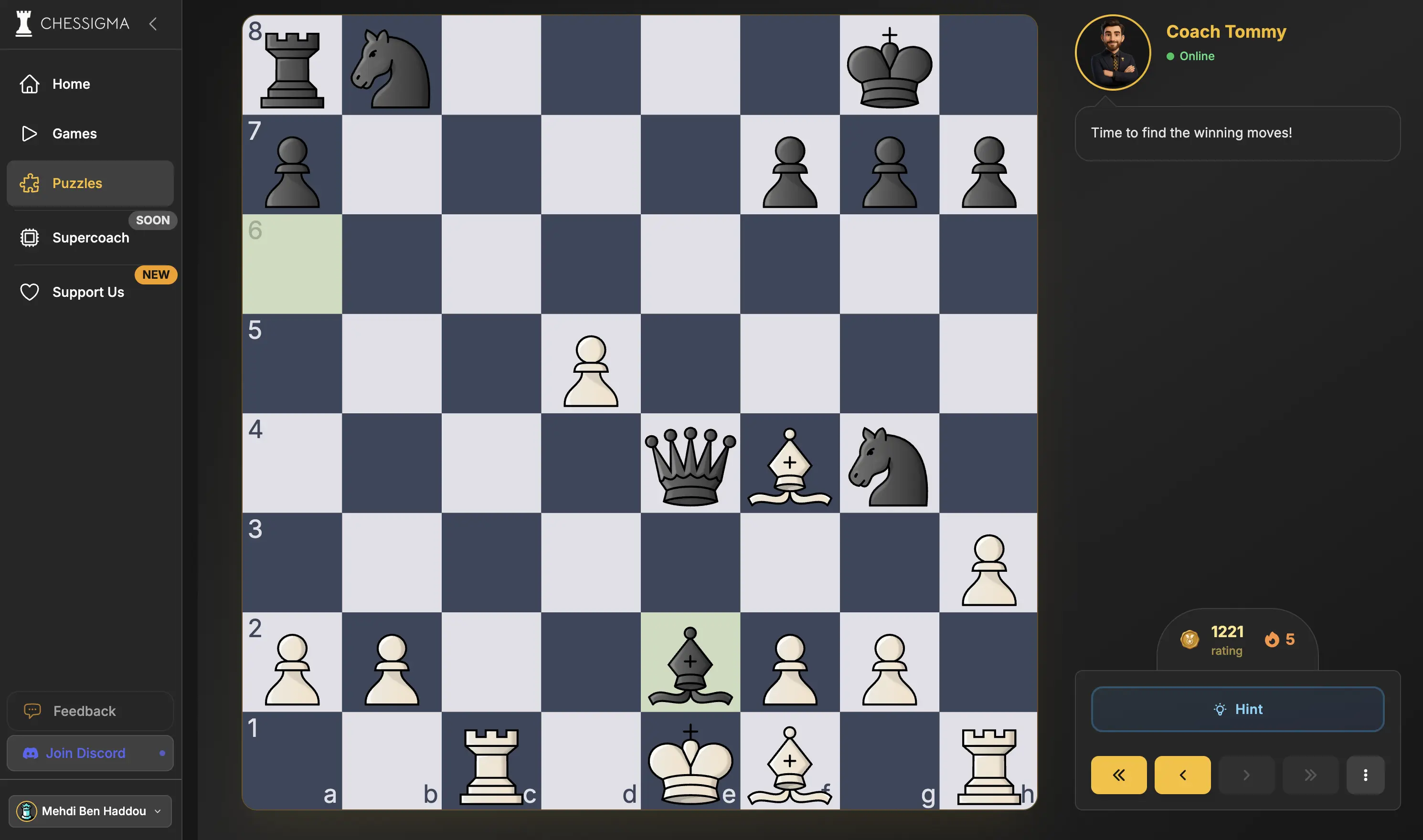 Easy mate in 2 chess puzzle showing a back-rank checkmate pattern